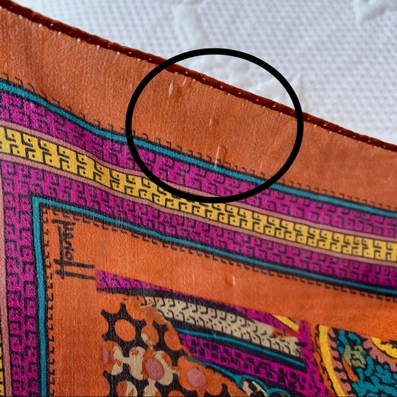 SOLD Vintage Honey Silk Square Paisley Print Scarf - Picture 7 of 8